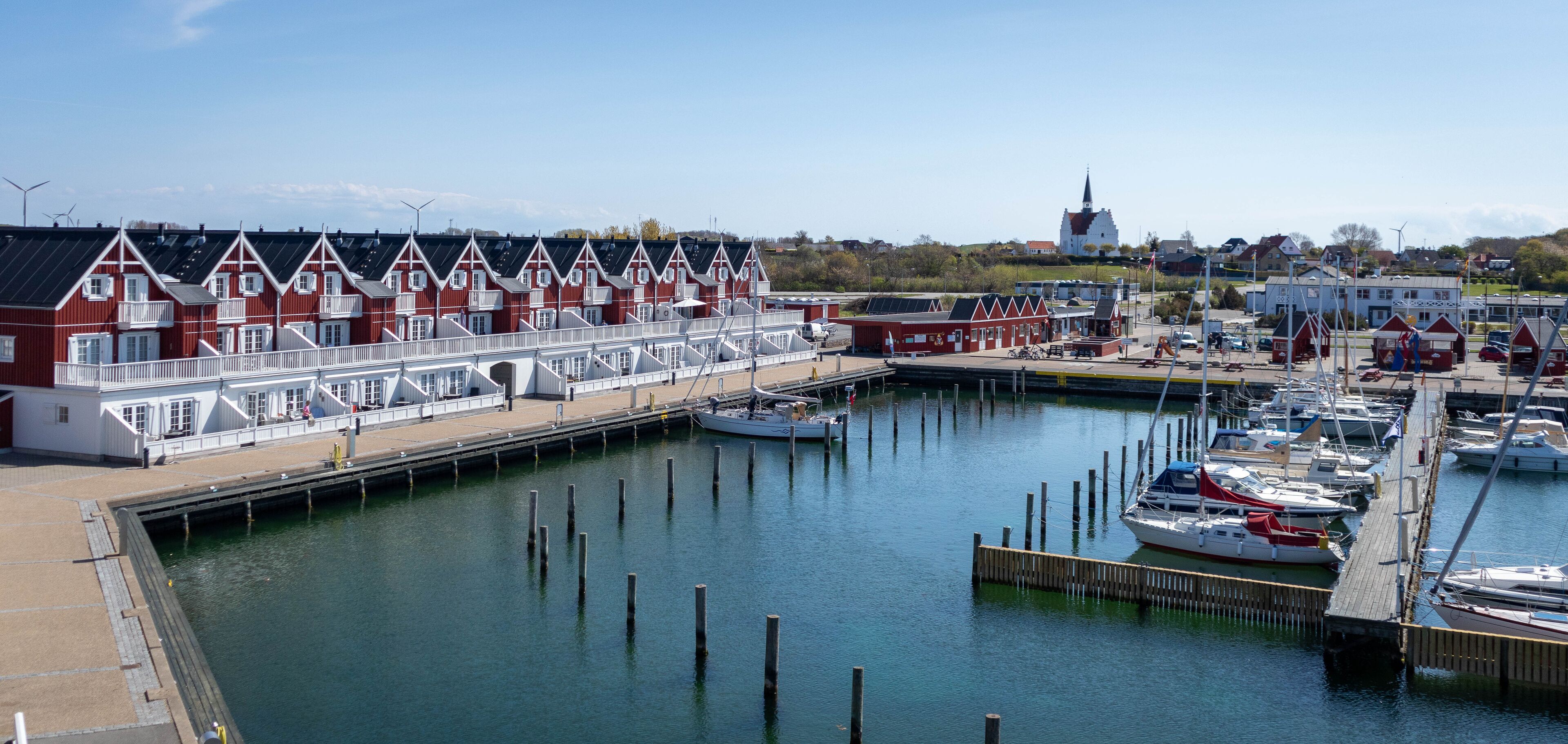 Panorama of houses near to the sea in Bagenkop, Langeland island, Denmark	
