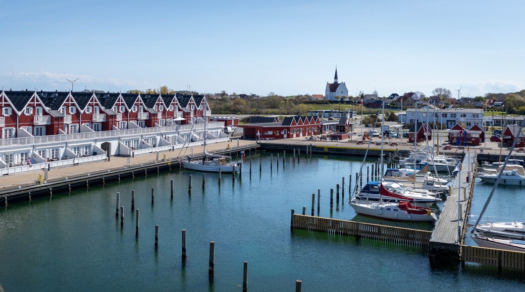 Panorama of houses near to the sea in Bagenkop, Langeland island, Denmark