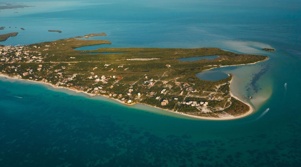 Drone shot of island from Isla Holbox, Quintana, Roo, Me, Mexico