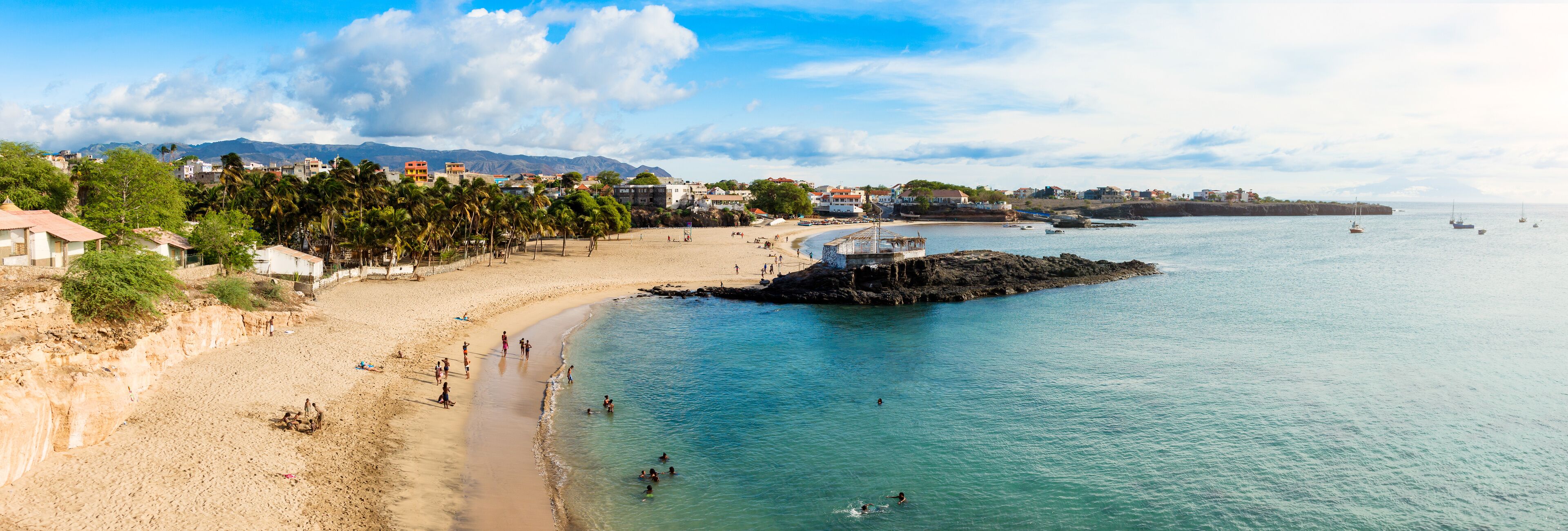 Panoramic view of Tarrafal beach in Santiago island in Cape Verd