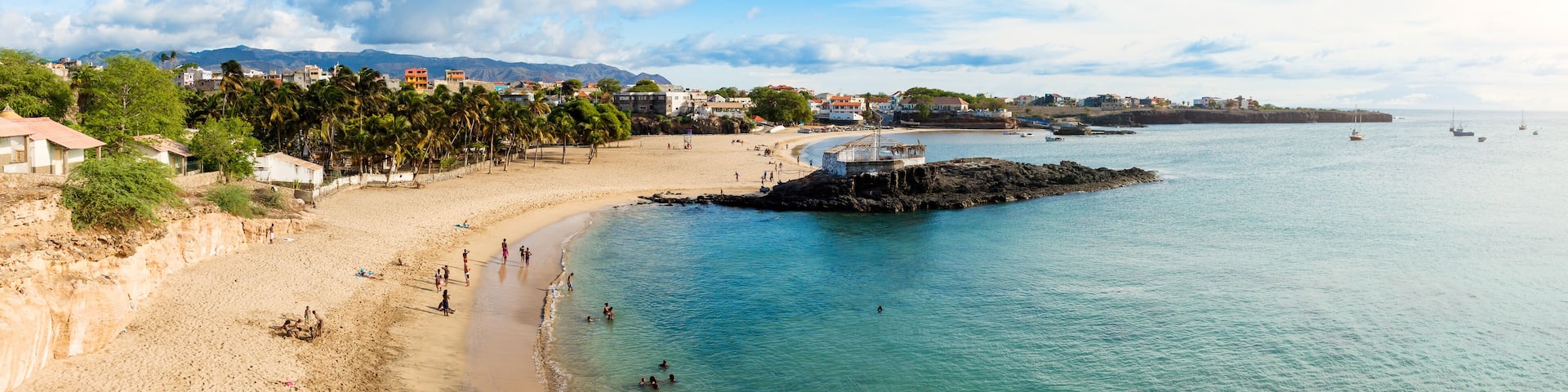 Panoramic view of Tarrafal beach in Santiago island in Cape Verd