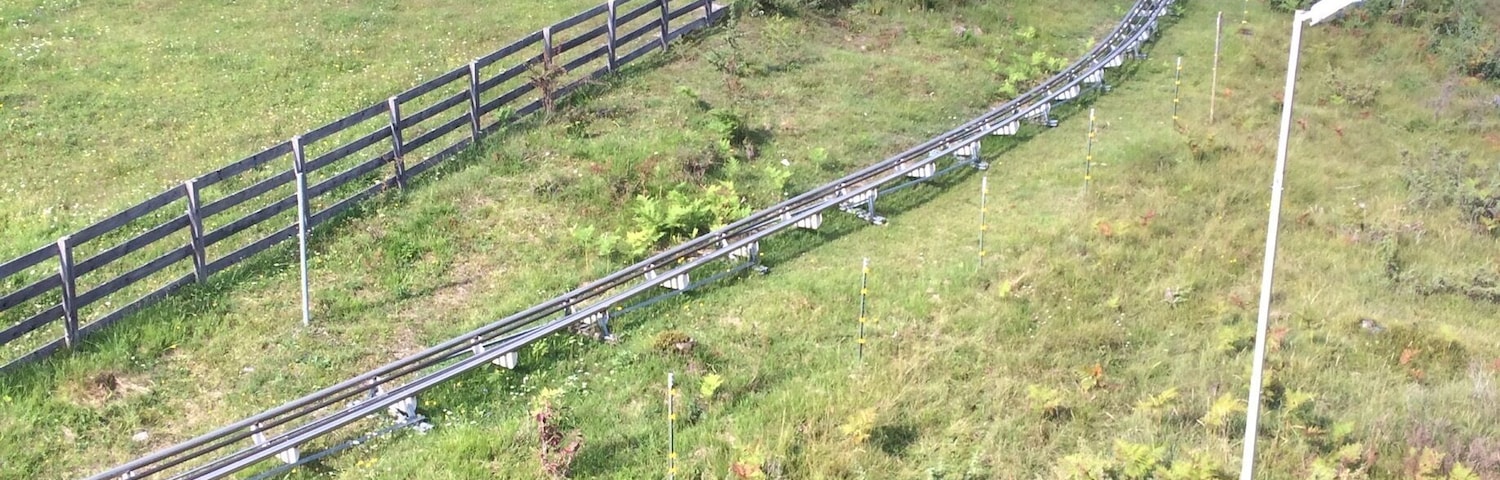 On the lift headed to the top to ride the alpine coaster. What a hoot! We rode several times.