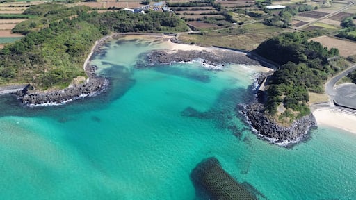 Drone view of Goto Fukue island, Nagasaki, Japan