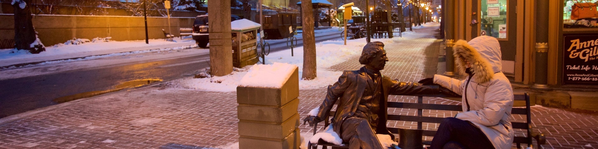 Charlottetown featuring outdoor art and street scenes as well as an individual femail