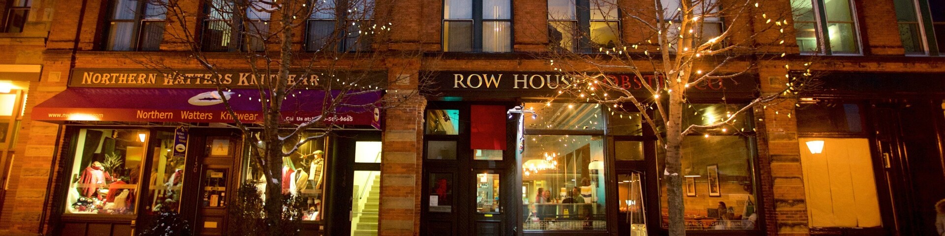 Charlottetown featuring street scenes, night scenes and snow