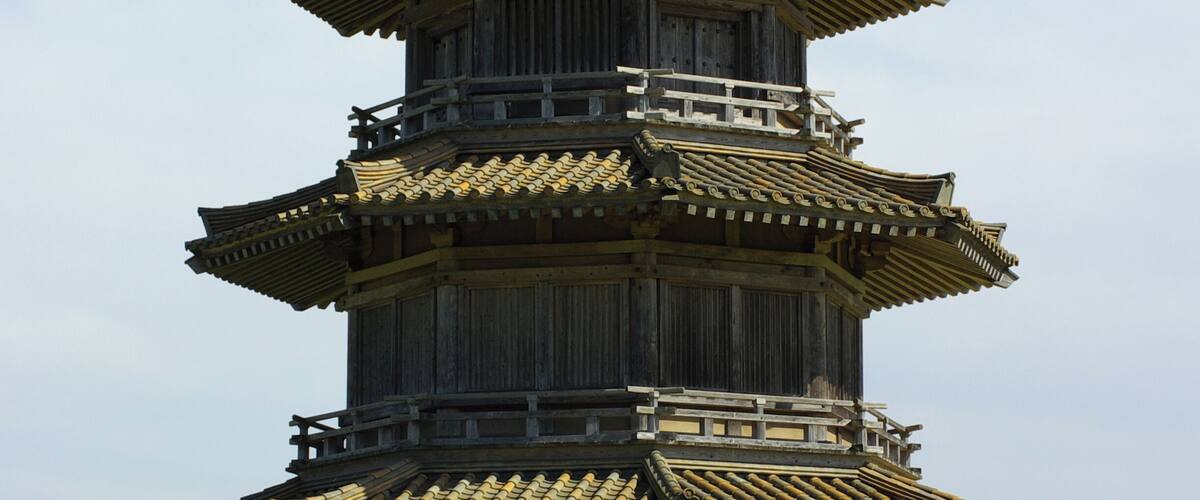 The octagonal lofty building in Kukuchi Castle. Taken from northwest side.