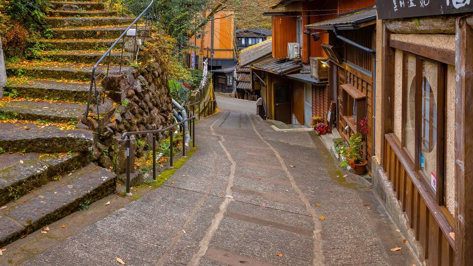 Kumamoto, Japan - Nov 22 2022: Kurokawa Onsen is one of Japan's most attractive hot spring towns. The town's lanes are lined by ryokan, public bath houses, attractive shops and cafes