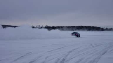 Drifting around on a frozen lake near the arctic circle in a jaguar F type. Don't forget your life jacket! #LifeAtExpedia