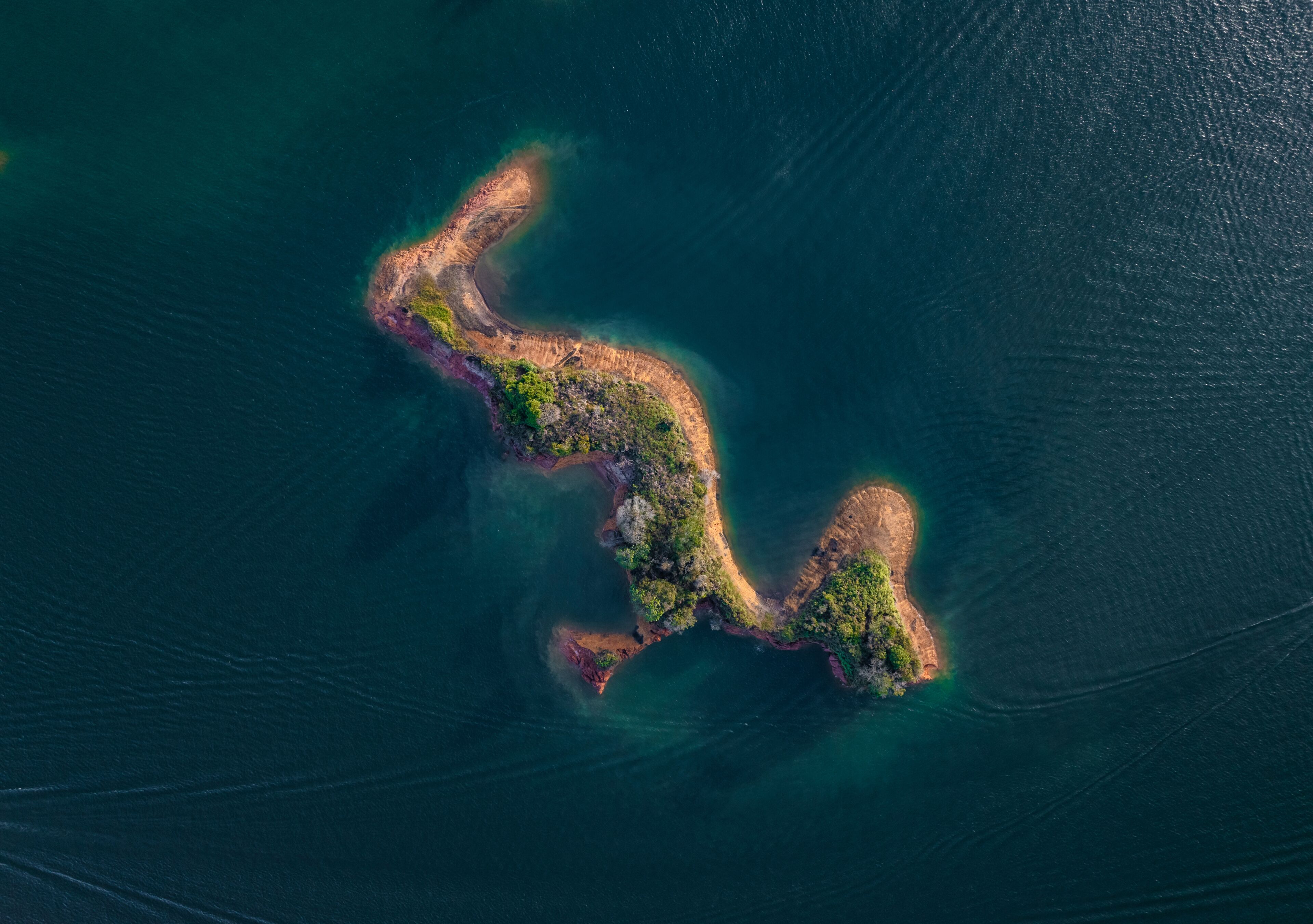 Aerial view of Embalse de Penol, Guatape, Antioquia, Colombia.