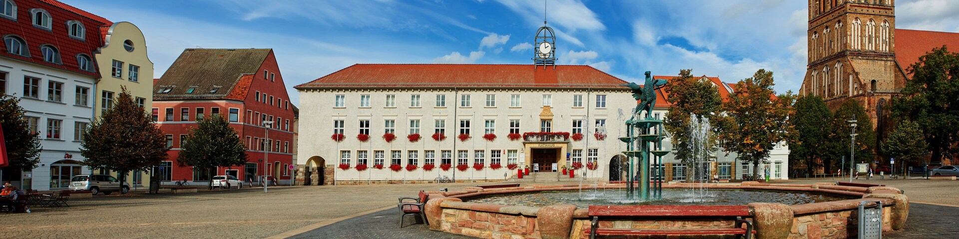 market of hanseatic city of Anklam in Germany