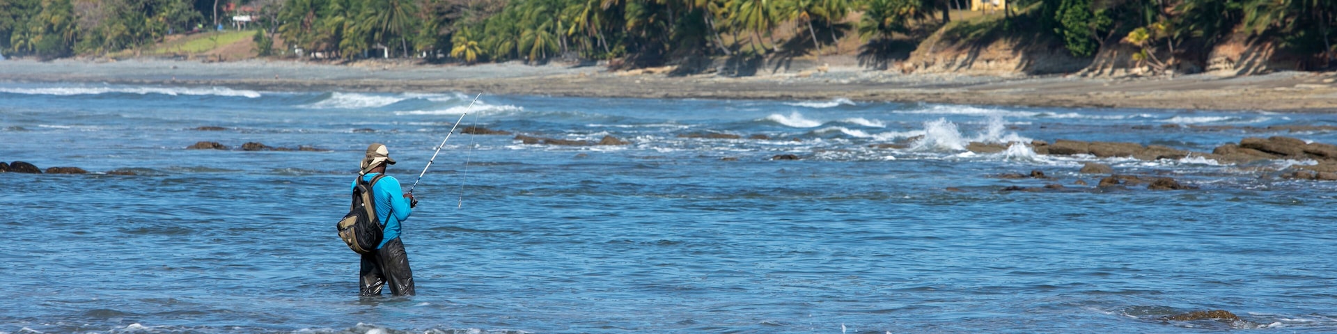 Fisherman on the beach shore in Mariato, Panama