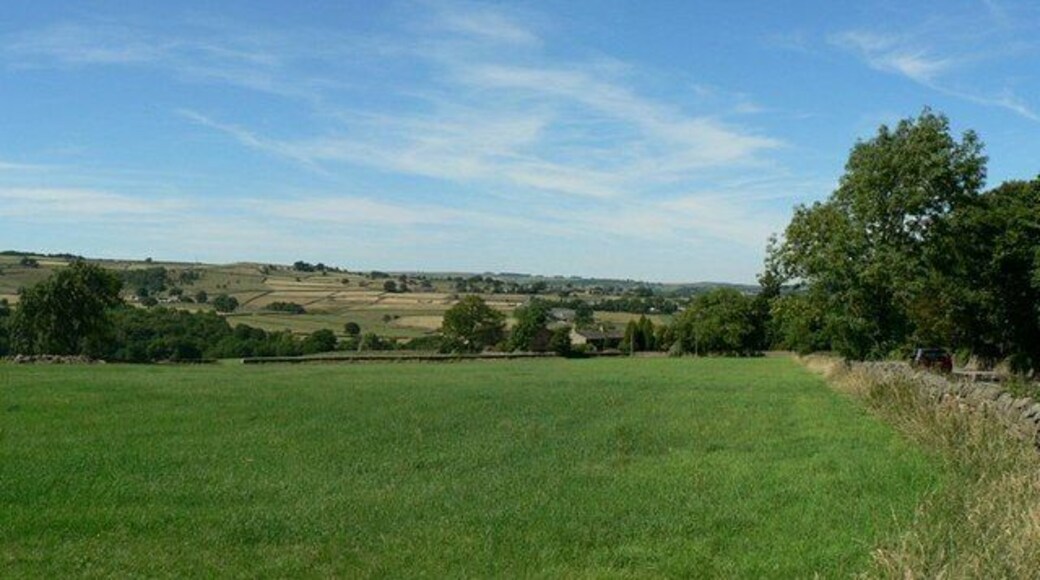 The Carr from Low Lane, Darley. The road at the right is Darley Carr. The village of Darley is hidden in the valley bottom.
