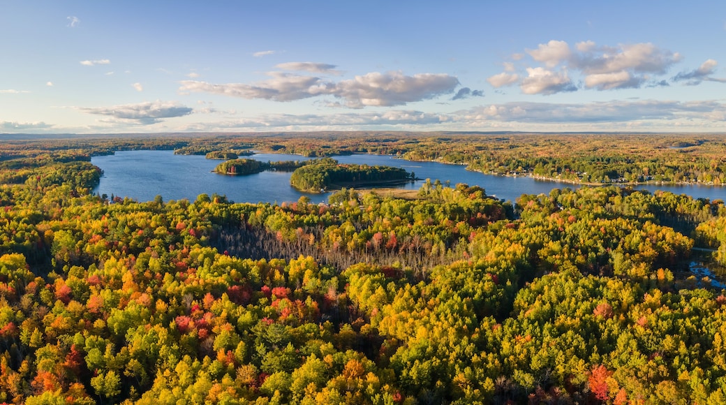 Beautiful evening autumn colors at Sage Lake in Central Michigan countryside