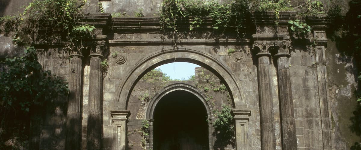 Arches with Portuguese architecture in the Vasai fort, near Mumbai, India