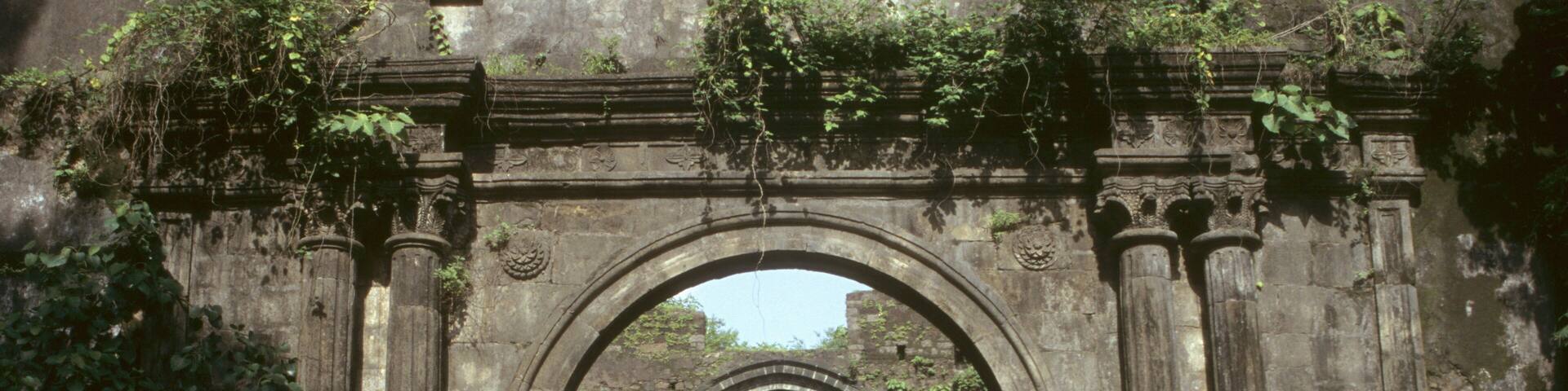 Arches with Portuguese architecture in the Vasai fort, near Mumbai, India
