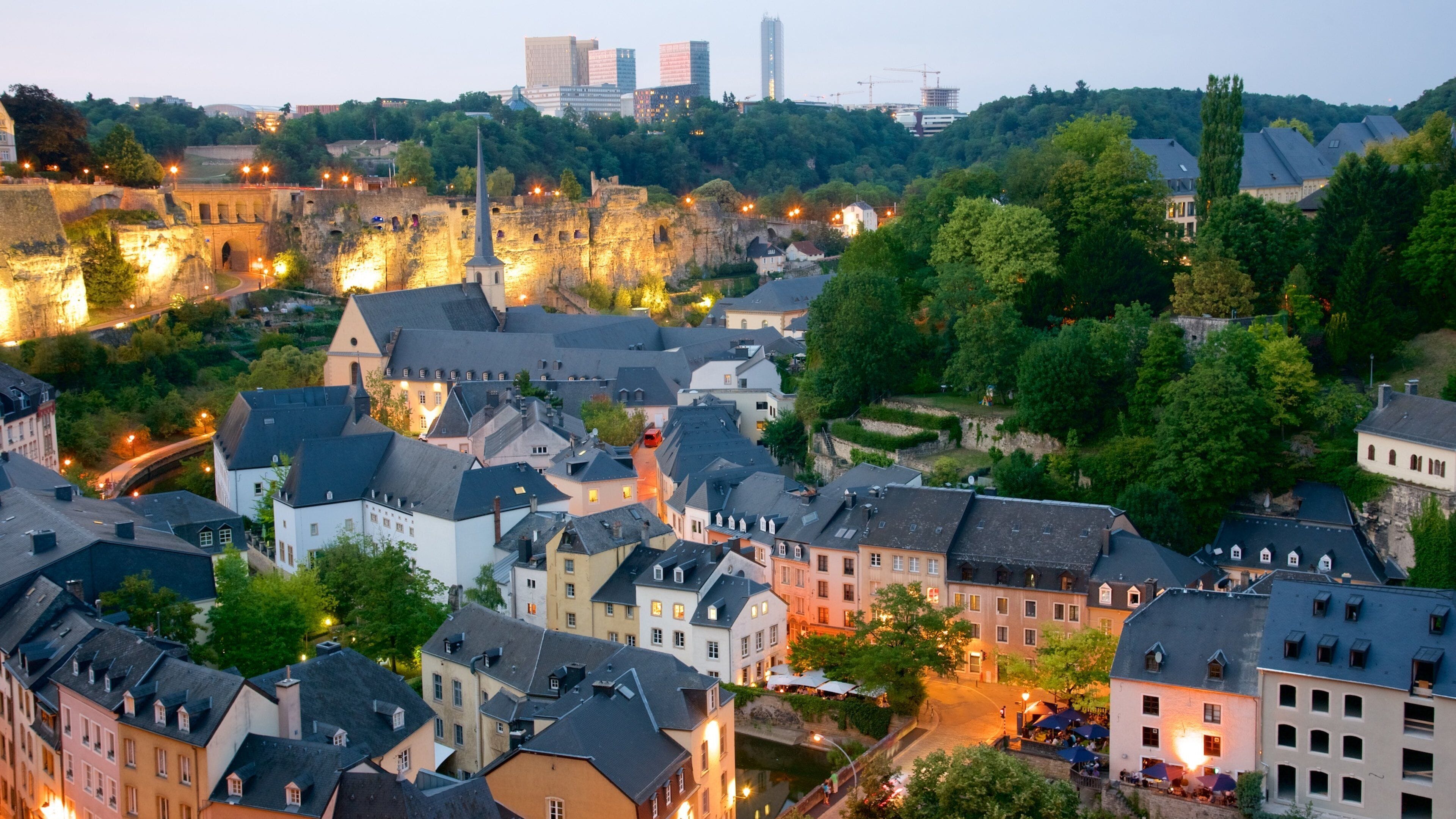 Luxembourg featuring a city, night scenes and heritage architecture