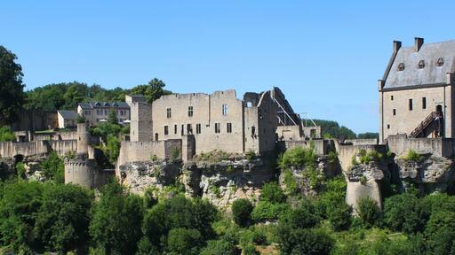 Panoramic view of Larochette Castle ruins in Luxembourg