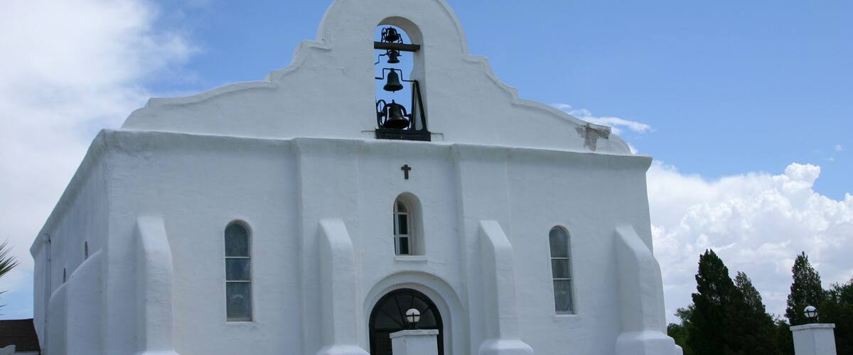The Presidio Chapel of San Elizario near El Paso, Texas, part of the Historic Mission Trail in Texas