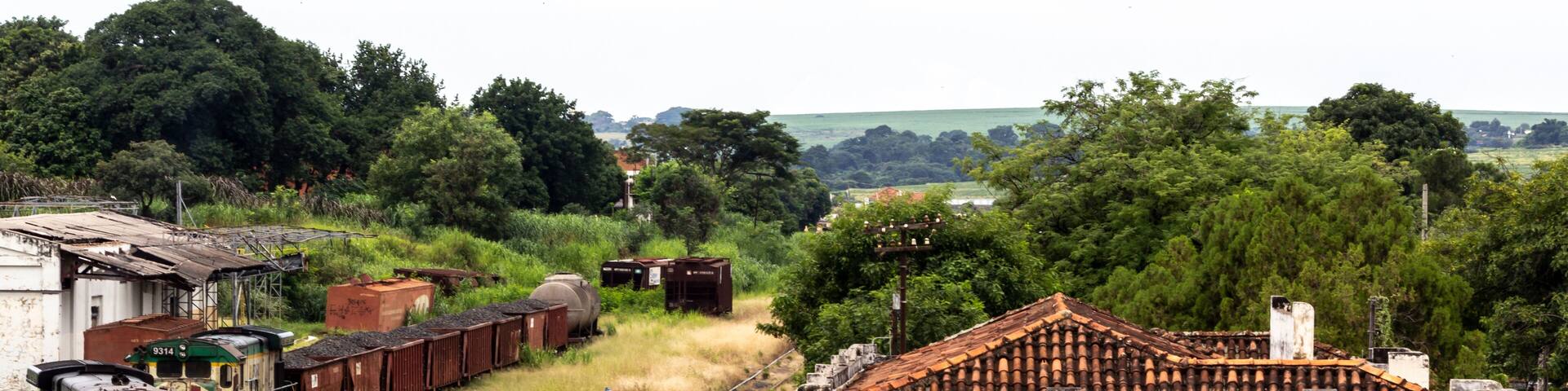 Matao, Sao Paulo, Brazil, February 19, 2013. Locomotives and wagons abandoned in the maneuvering yard of the Matão Railway Station, in Matao city, Sao Paulo state, Brazil