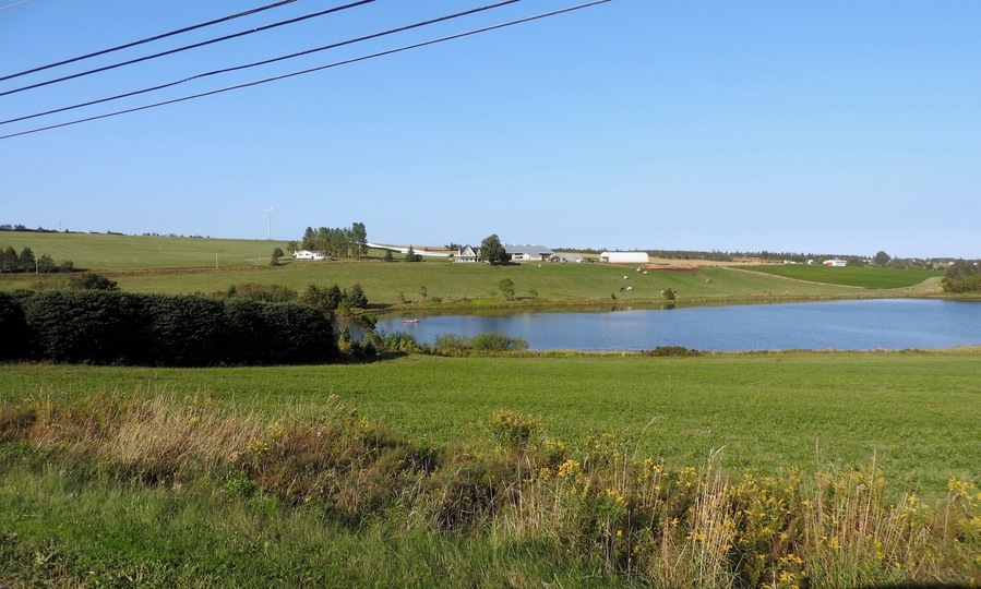 Rolling hills and pristine farms.