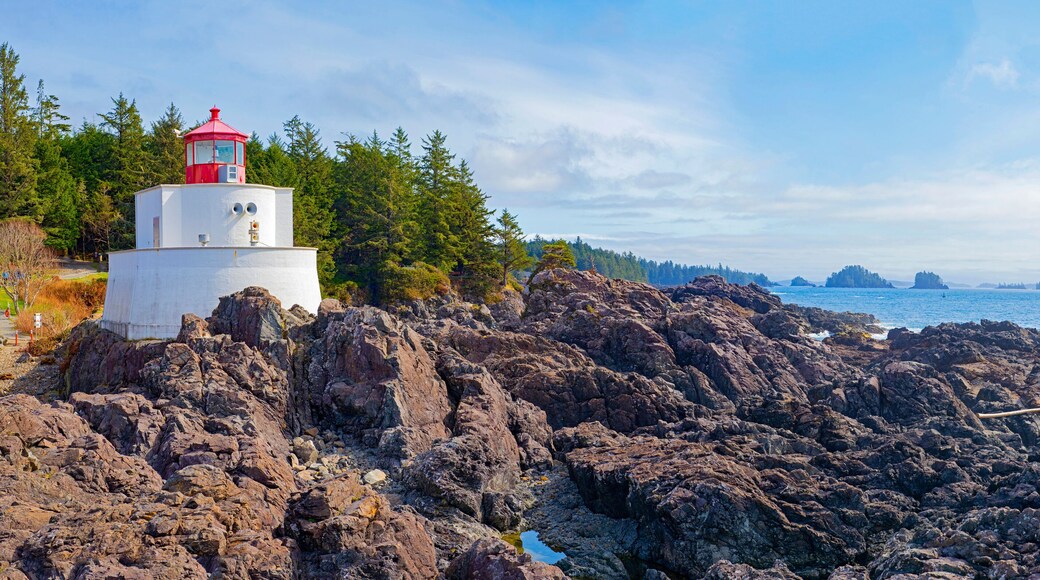 Panoramic view of the Amphitrite Lighthouse in Ucluelet, BC