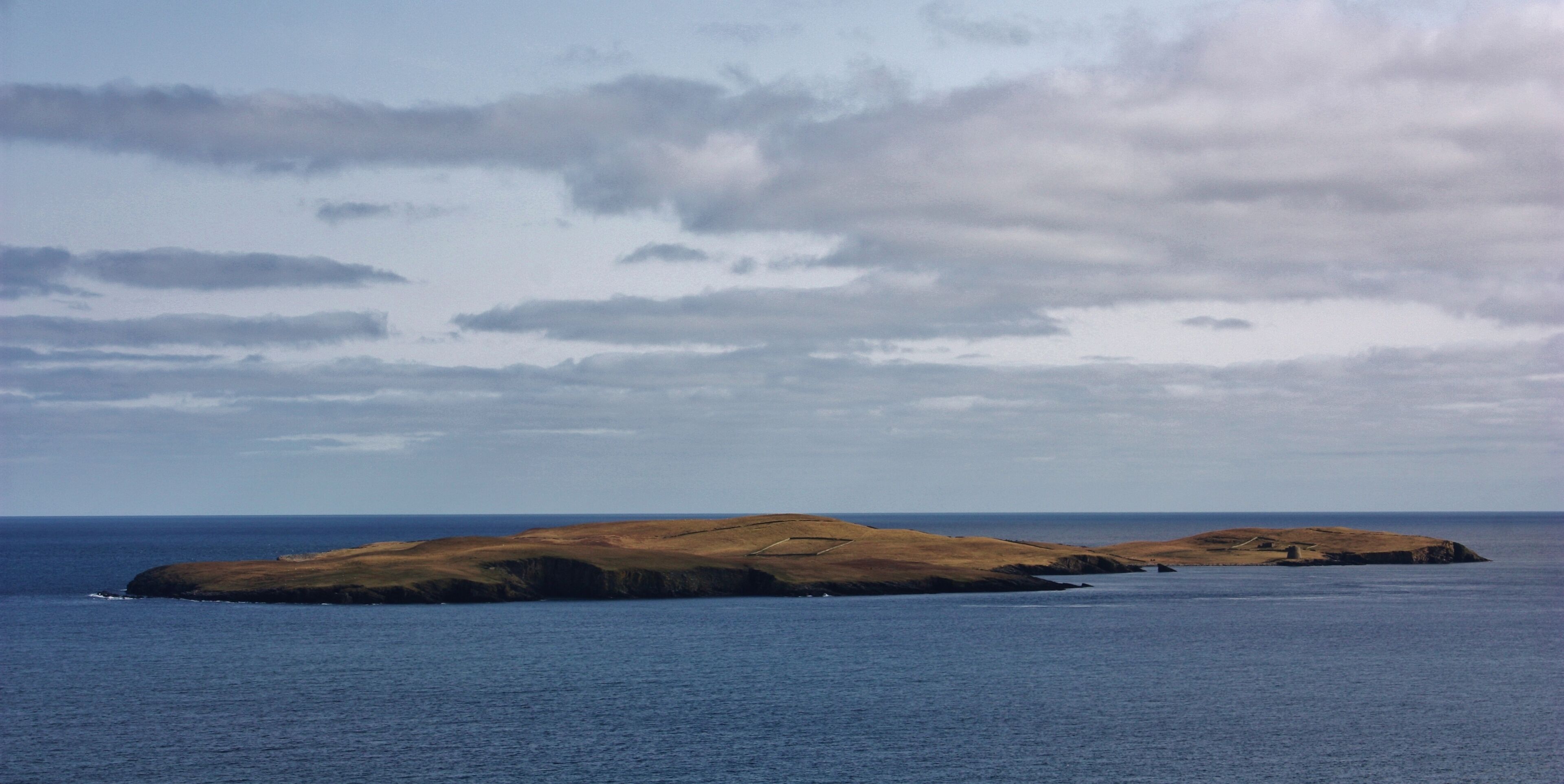 Off the east side of Shetland's south mainland showing the famous Mousa Broch.
