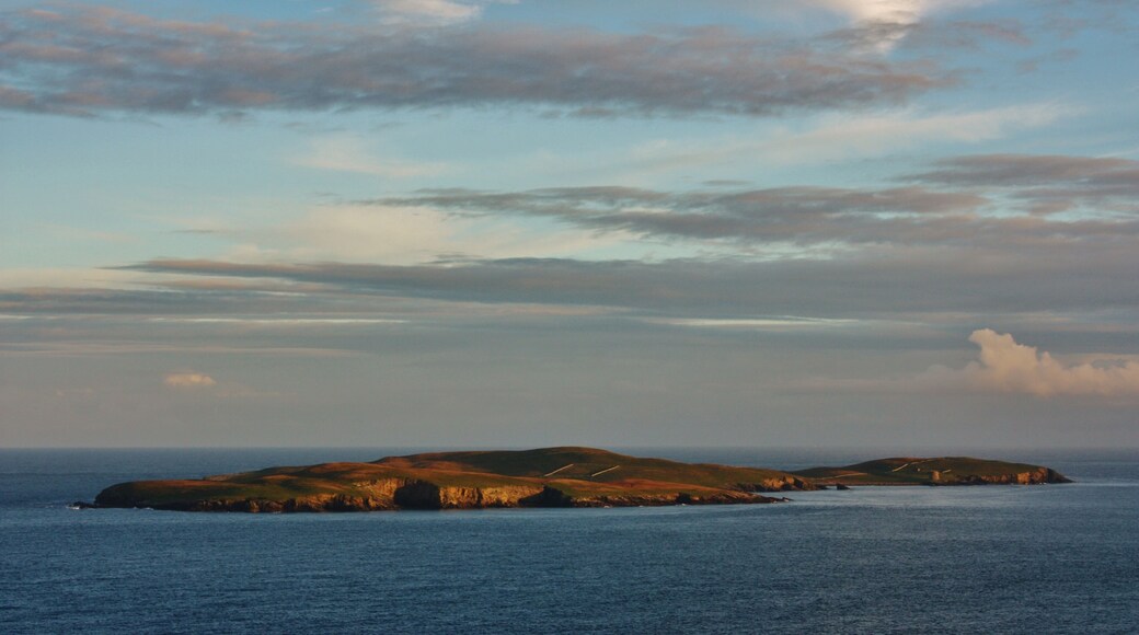 Evening shadows on the uninhabited island of Mousa off the east coast of Shetland.