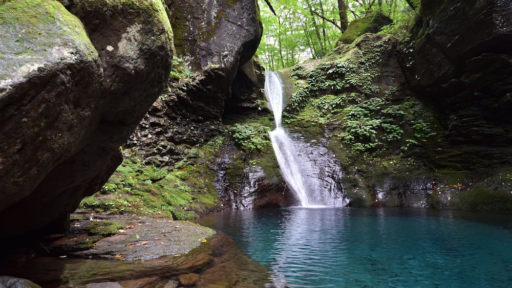 Fantastic green and blue waterfall