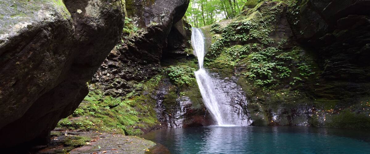 Fantastic green and blue waterfall