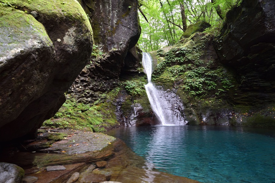 Fantastic green and blue waterfall