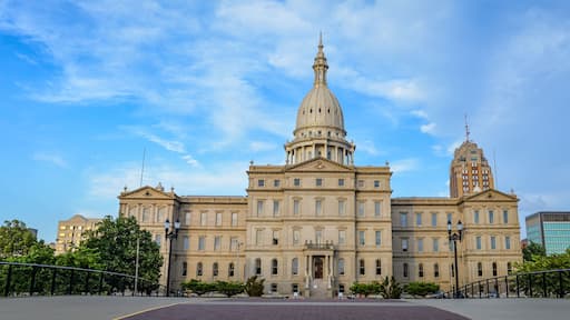 Downtown Lansing MI State Capitol Building - City Skyline