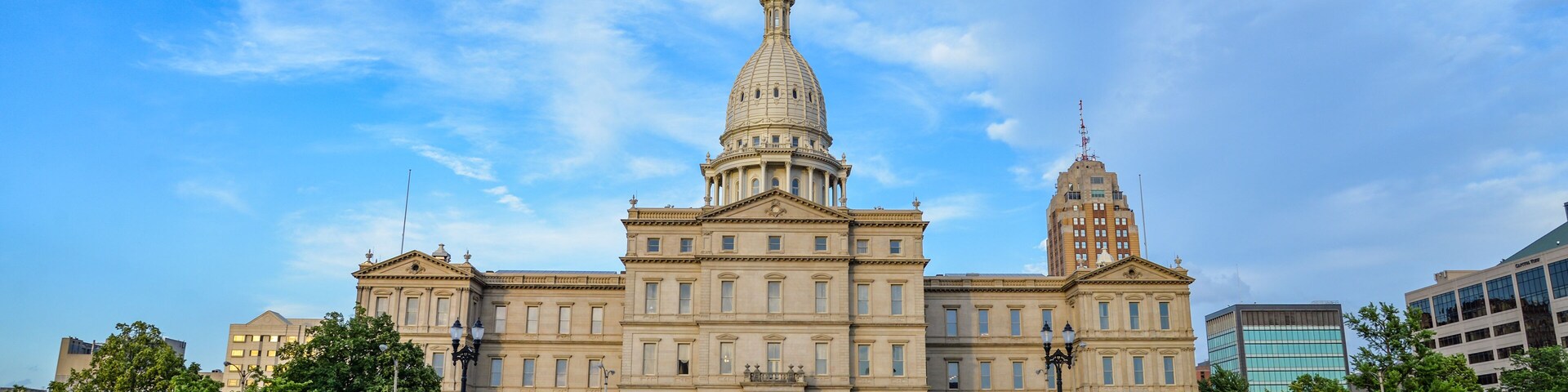 Downtown Lansing MI State Capitol Building - City Skyline