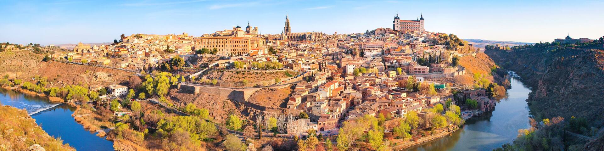 Panoramic view of the city of Toledo in Castile-La Mancha, Spain