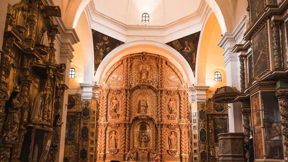 Details of the Temple of the Assumption in the former convent of San Francisco in Tlaxcala, Mexico.