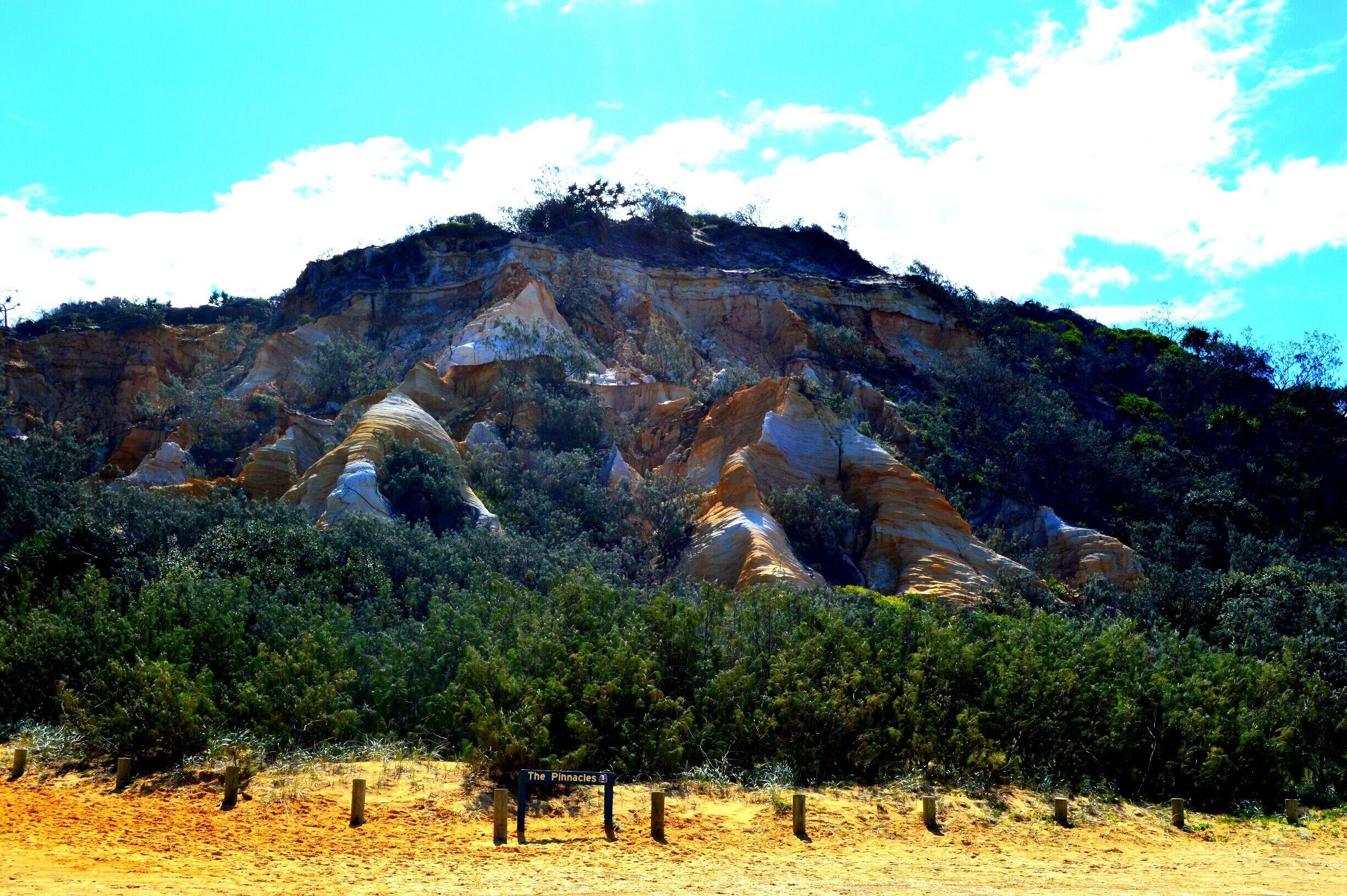 The Pinnacles are not far from the shipwreck and are a very popular tourist attraction. In my opinion, the coloured sand dunes are not as impressive as Rainbow beach but that is up to the viewers discretion.