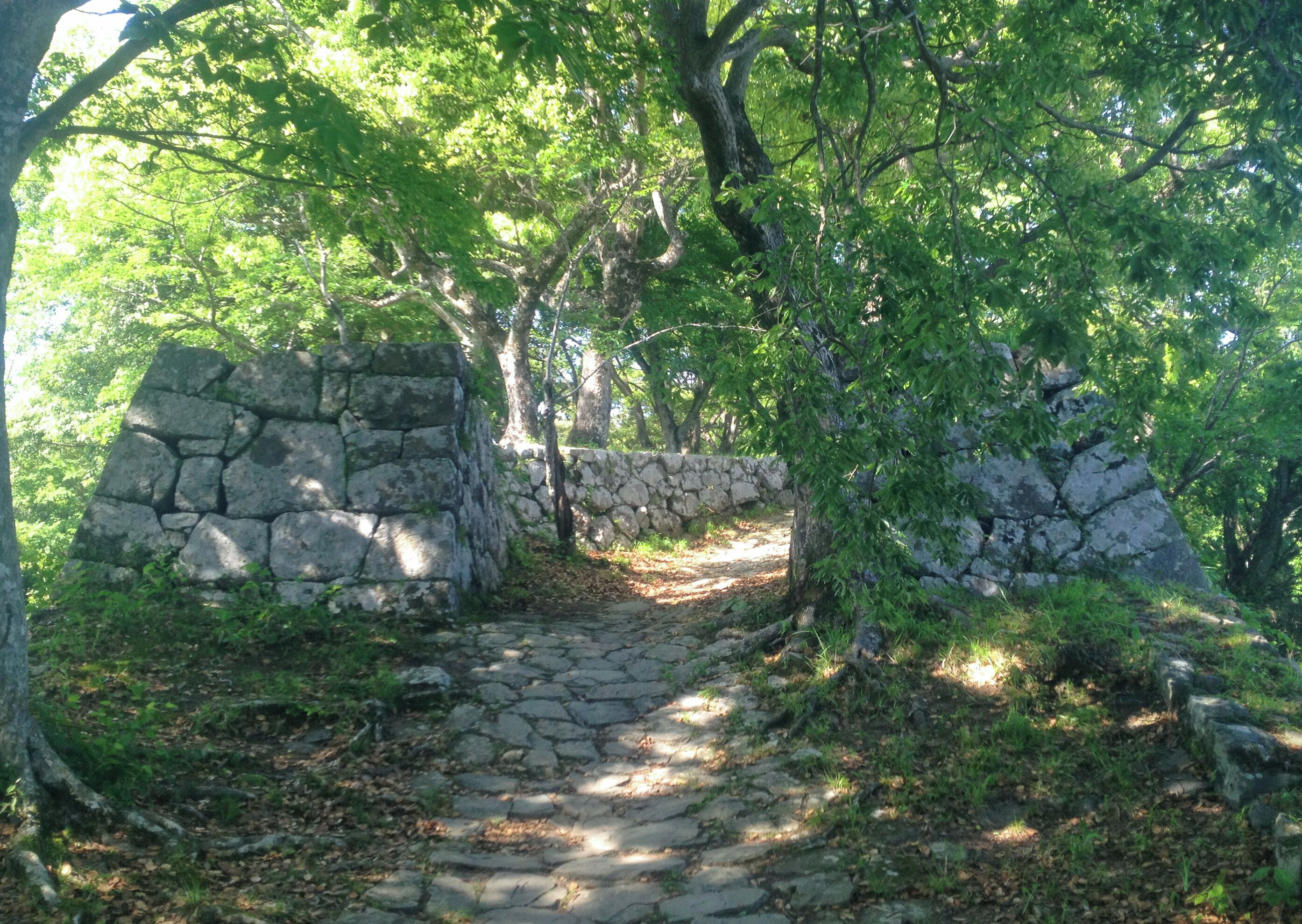 豊後国大分県佐伯市にあった佐伯城の二の丸櫓門石垣。西出丸より正面を見た。