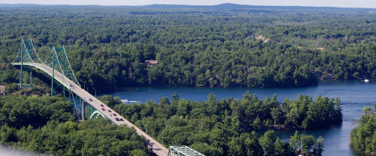 Bird's eye view of Ivy Lea Bridge Ontario Canada