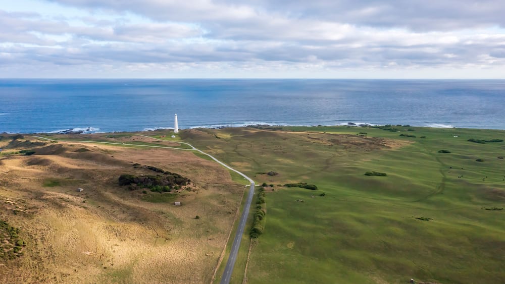 Drone aerial photograph of Cape Wickham Lighthouse
