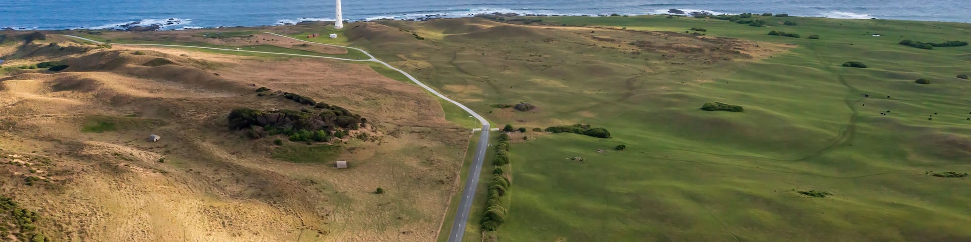 Drone aerial photograph of Cape Wickham Lighthouse