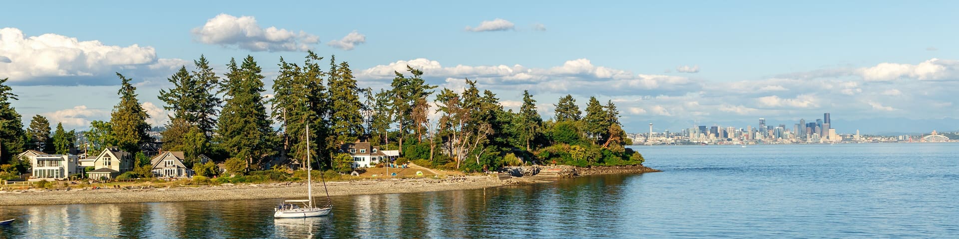 Bainbridge Island with skyline of Seattle