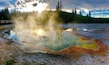 Sunset upon hot springs at West Thumb Geyser Basin!