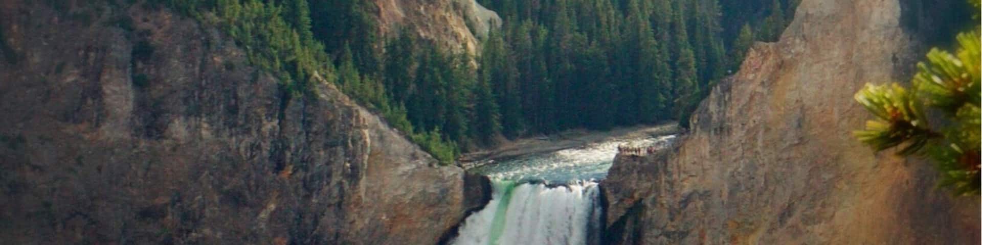 The Grand Canyon of the Yellowstone offers different dramatic looks and moods dependent on the time of day. The falls are luminous in the morning. In the evening when this photo was taken, the canyon takes on a soft, almost painterly light. If you can, make a visit right after sunrise and return for the sunset.