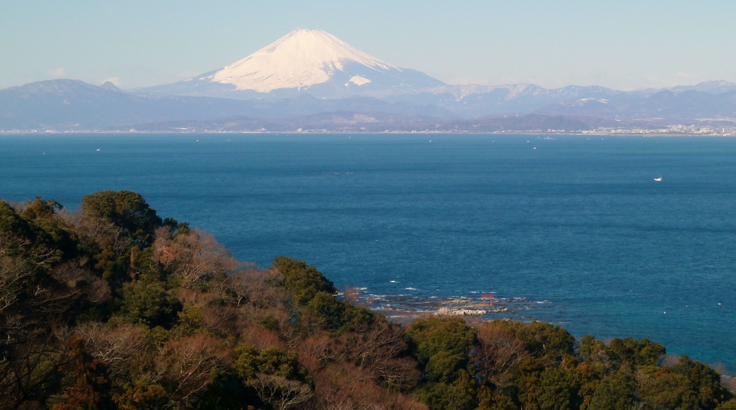 はやま三ヶ岡山緑地の山頂広場より富士山方面を望む(神奈川県葉山町)