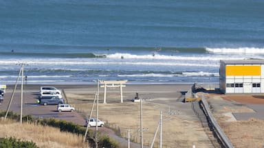 Tokyo 2020 Games Surfing Venue, at Tsurigasaki Beach in Ichinomiya town on Chiba Prefecture's Pacific coastline. The venue is currently incomplete due to the Covid Pandemic. Under Construction
