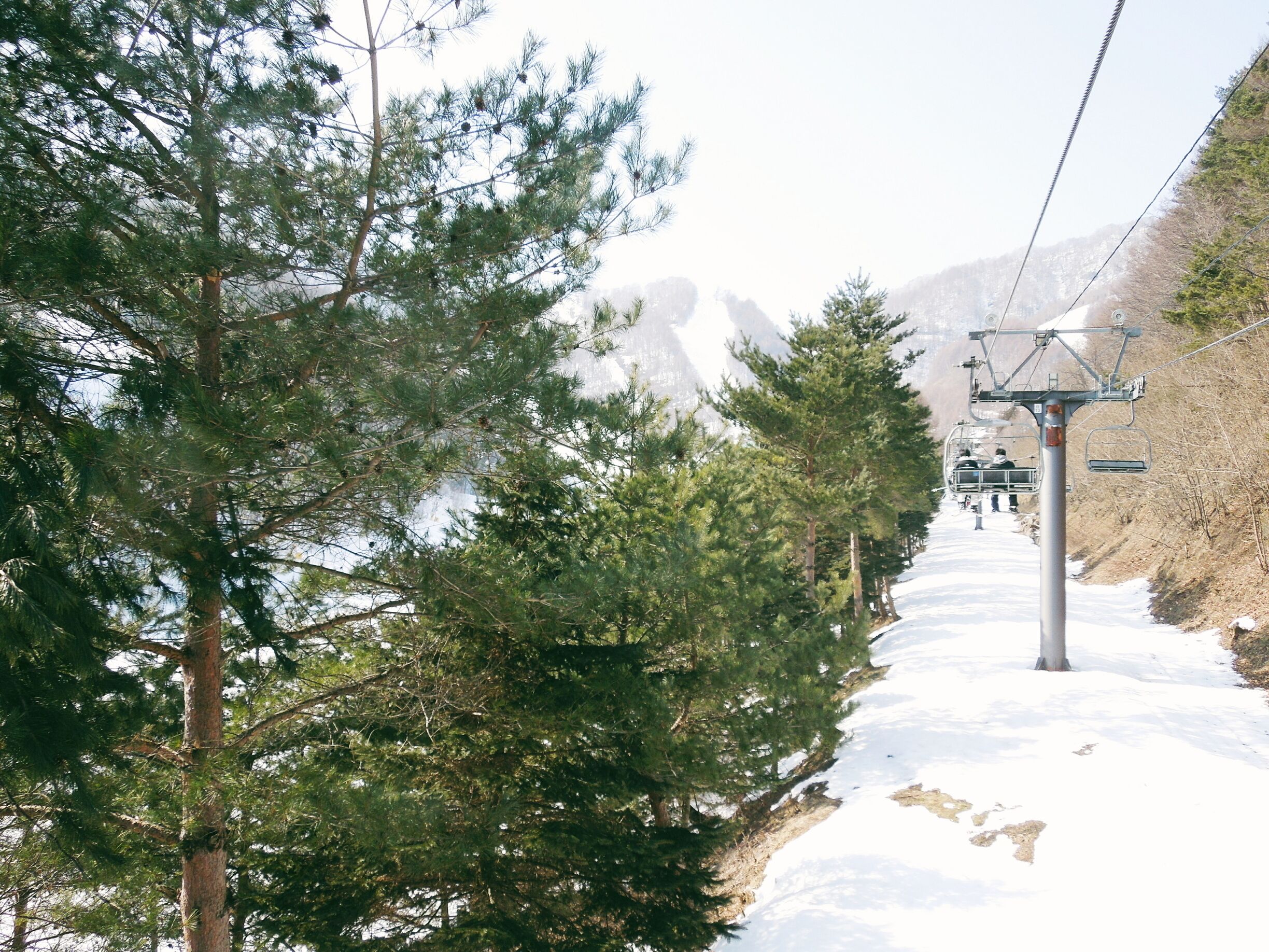 One of the nine lifts that take you up the mountain to various courses. 
This year has been one of the warmest winters we've had in Japan, thus the lack of snow. But thankfully most of the courses had new snowfall a few days before we went.
Location: Gunma prefecture  
Best to come by car, it's a 2-3 hr drive from Tokyo. (Parking on weekends are free if you have more than 4 people in the car!)  
Or you can come by shinkansen, closest station is Numata Station on the JR Joetsu Shinkansen Line, then another 50min by bus.