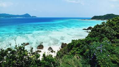 Scenic seascape with clear tropical water, Amami Oshima Island, Kagoshima, Japan