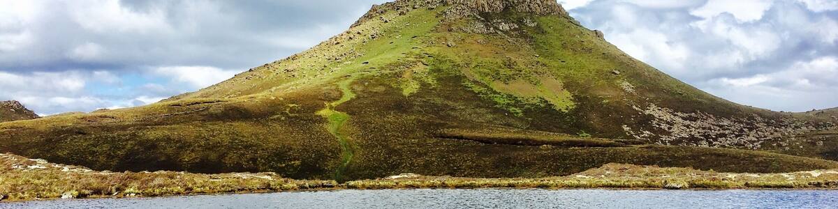 Raasay Island. Hiked Dun Caan volcano w flat top summit. Best views ever