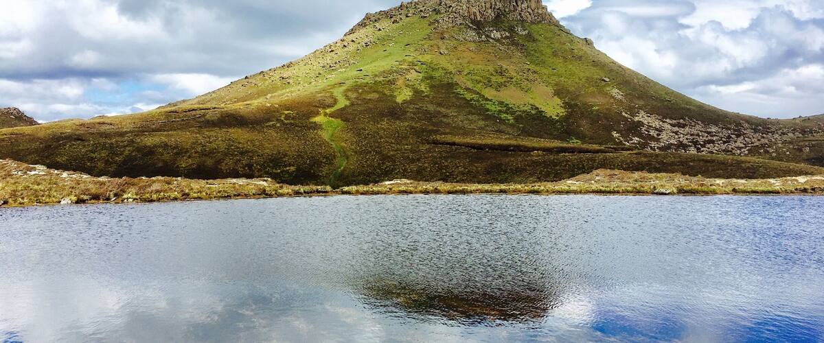 Raasay Island. Hiked Dun Caan volcano w flat top summit. Best views ever