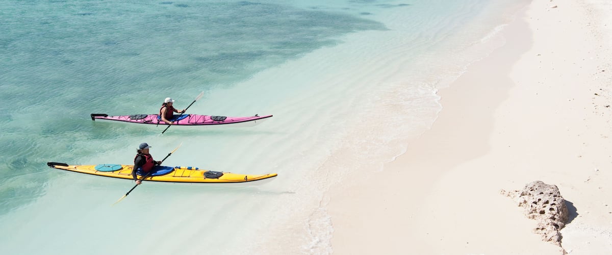 kayaks and lagoon, Carmen Island, Loreto Bay National Park