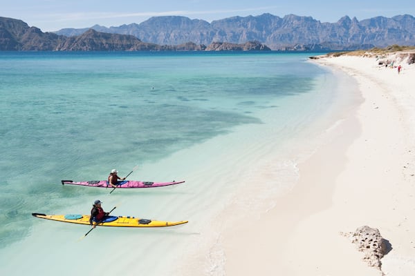 kayaks and lagoon, Carmen Island, Loreto Bay National Park